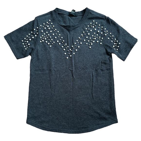 FOREVER 21 Gray Crew Neck Short Sleeve Top, Small - Picture 2 of 5